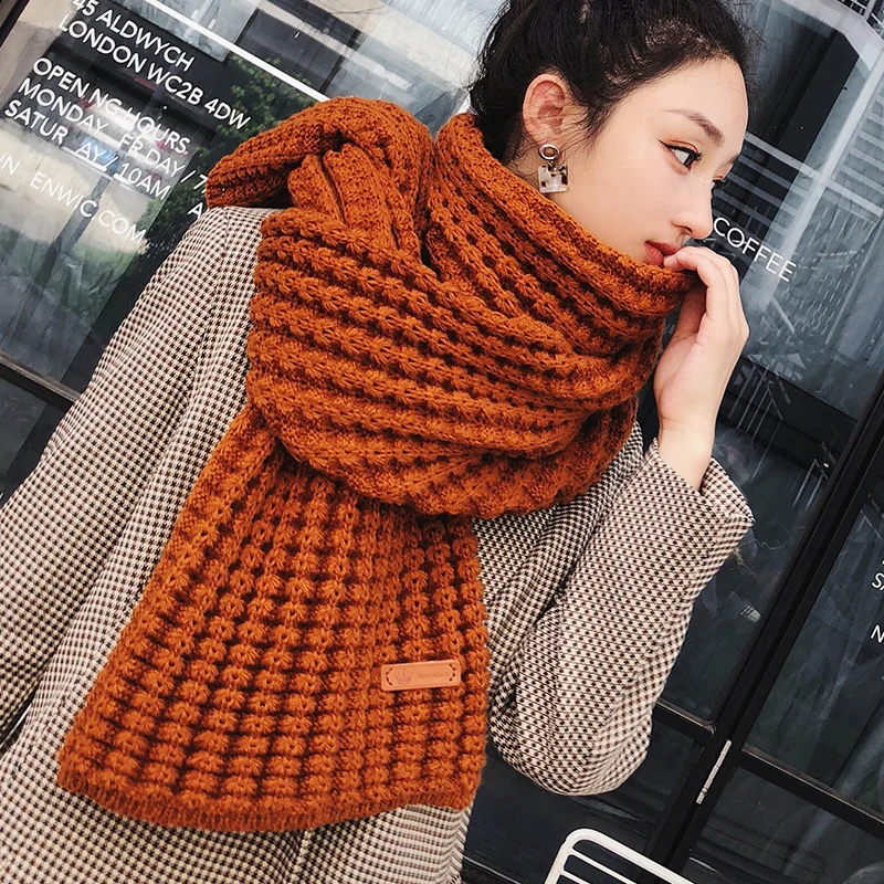 Écharpe longue tricotée pour femmes vintage grand châle doux et chaud pashmina écharpe en laine épaissie nouvelle |