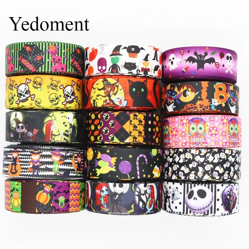 

10 Yards 7/8'' (22MM) Halloween Printed Grosgrain Ribbons For Hair Bows DIY Handmade Materials Y19071902