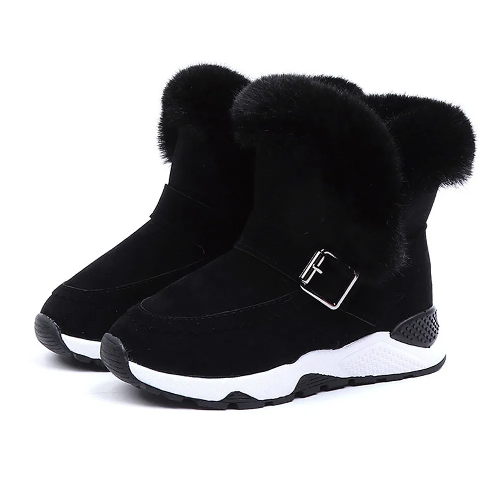Детские зимние ботинки; зимняя обувь для маленьких мальчиков и девочек; меховые зимние ботинки из флока; теплые зимние ботинки