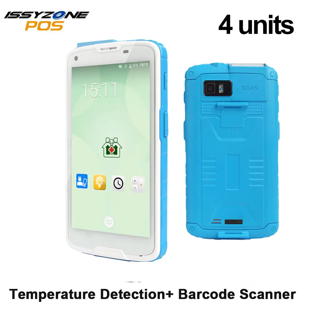 

IssyzonePOS Handheld PDA Android 7.1 With Temperature Detection Rugged Data Terminal 1D 2D Barcode Scanner 4G Barcodes Reader