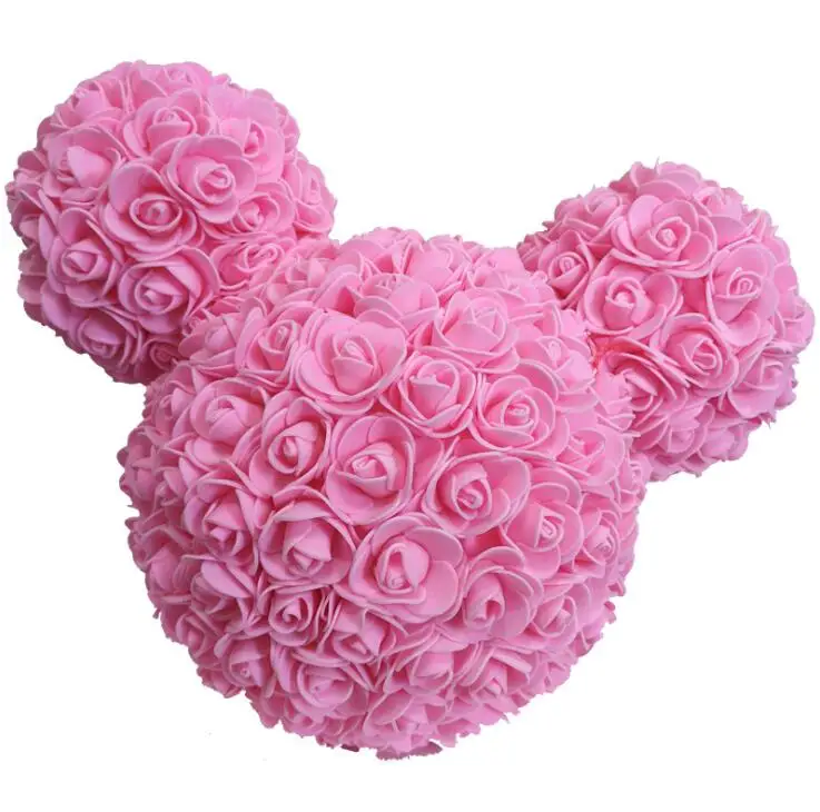 Романтический плюшевый подарок на день Святого Валентина 40 см розовый Подарочный плюшевый мишка подарок на день рождения Рождество свадьбу разноцветные искусственные цветы - Цвет: Mickey Pink