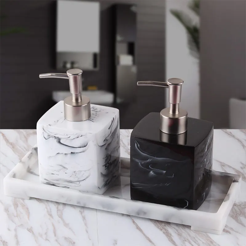 Bathroom Accessories INS Popular Imitation Marble Stripe Resin Hand Sanitizer Bottle Shampoo Dispenser Lotion Bottle For Hotel