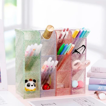 

1 Pcs Kawaii Multi-function Obliquely Inserted 4 Grid Desktop Pen Holder Office School Storage Case Desk Pen Pencil Organizer