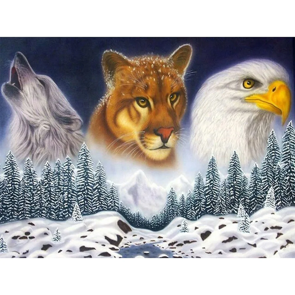 

Cross Stitch Kit DIY Diamond Embroidery Eagle and wolf Leopard Full Square/round Diamond Painting Mosaic Home Decor