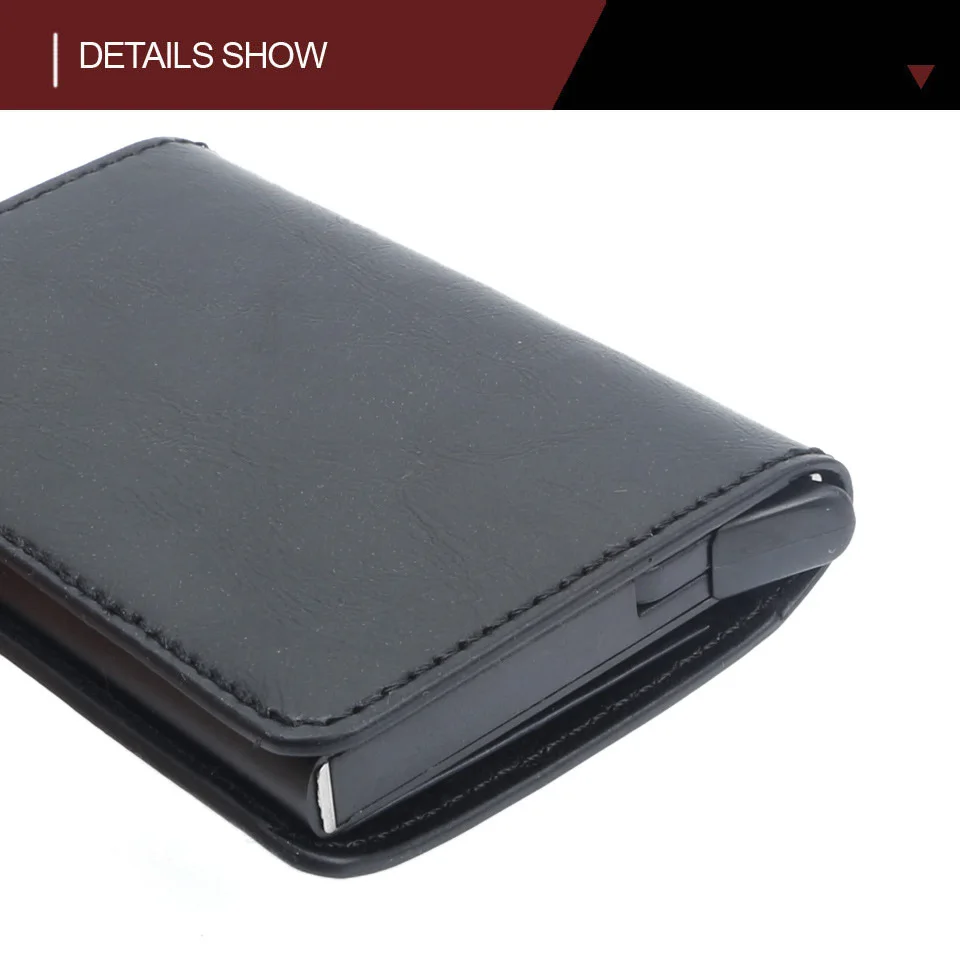 Foreign trade aluminum alloy card box carbon fiber pattern men and women PU automatic RFID credit card Holder AliExpress WISH explosion models