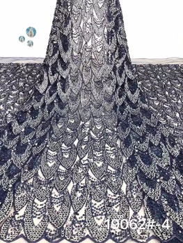 

2019 Latest French Advanced Sequins Nigerian Lace Dress High Quality Sequins Tulle African Lace Fabric Wedding French Tulle Lace