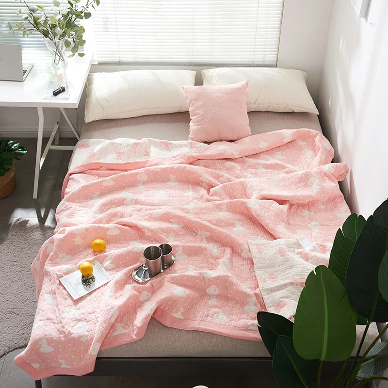 DOHIA Gauze Summer Blanket Cotton Washed Cotton shuang ceng sha Summer Quilt 1.5m Bed Airable Cover Summer Gift Quilt