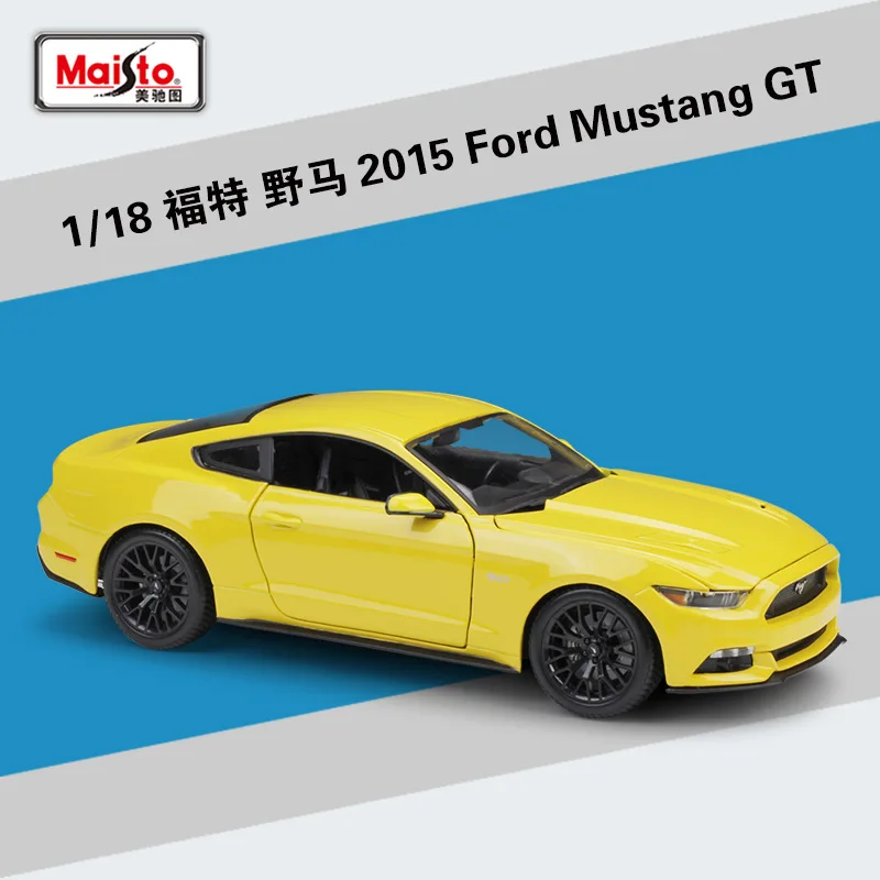 2015 GT Yellow Maisto литая 1:18 Модель автомобиля из сплава Mustang GT 1967 GTA fastback 1968 GT Cobra JET Metal гоночный автомобиль коллекция для взрослых - Цвет: 2015 GT Yellow