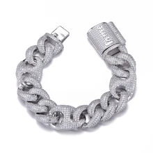 18 мм Bling AAA CZ кубический цирконий Iced Out Box застежка роскошные кубинские звенья цепи браслет для мужчин хип хоп рэппер ювелирные изделия