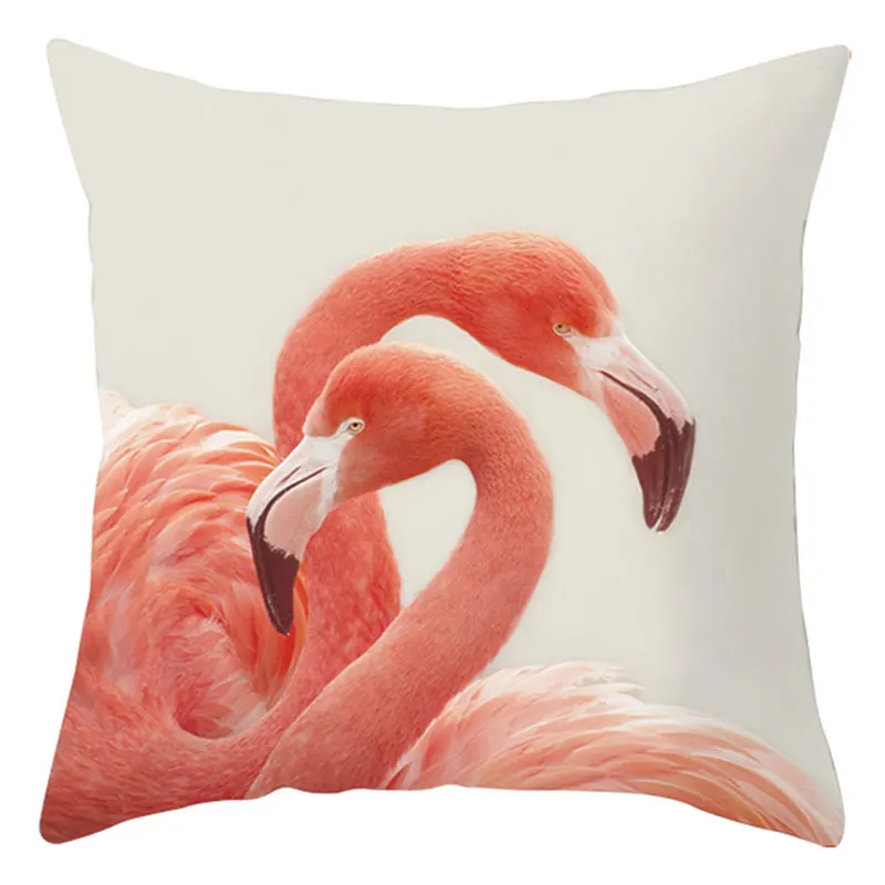

Sholisa Flamingo Cushion Cover Polyester Peach Skin Bird Animal Decorative Cojines Pillowcase Throw Pillow cover for Sofa 45*45c