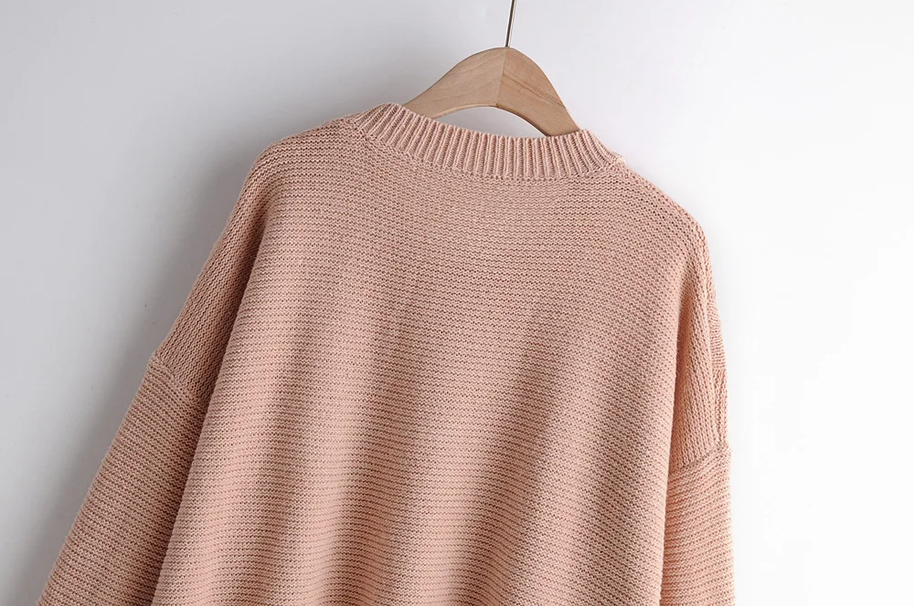 Fashion Za Women Sweater Autumn Solid Tassels O-Neck Casual Long Sleeve Loose Knit Pullovers Sweaters Jumper Ladies Tops