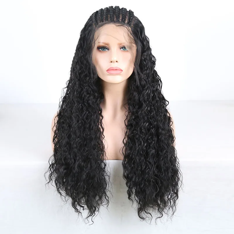 RONGDUOYI черные термостойкие волосы косички синтетические парики на кружеве для женщин длинные волосы плетеные передние кружевные парики с детскими волосами