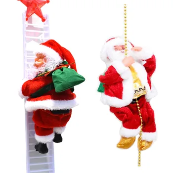 

Electric Climbing Ladder Santa Claus Christmas Figurine Ornament With Music Climb Up The Beads And Go Down Repeatedly Kid Gifts