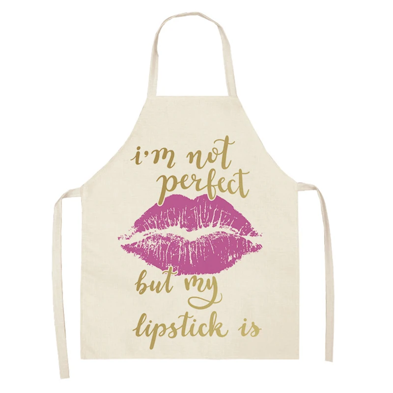 Creative Lips Women Men Kitchen Aprons Waterproof Cooking oil-proof Cotton Linen Antifouling Chef Apron Cleaning 68*55cm 0058