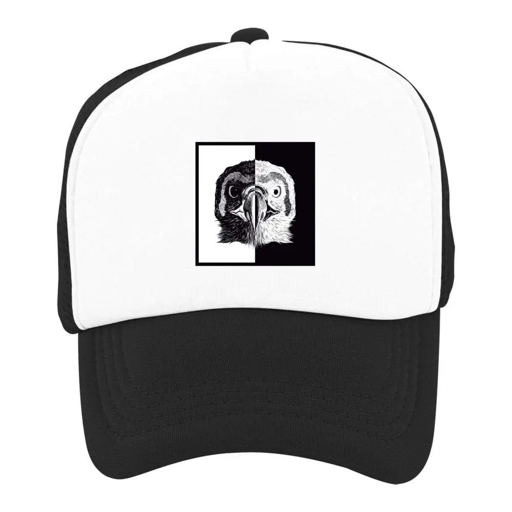 Забавная черная и белая бейсболка с головой орла, летняя бейсболка с защитой от солнца, шапки для папы, сетчатая Кепка для мальчика