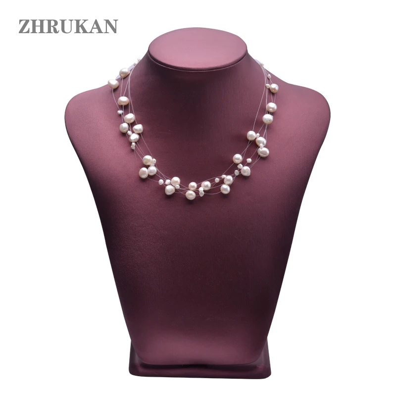 

Natural Pearl Necklace 100% Real Freshwater Baroque Pearl Simple Style Handmade DIY Wedding Party For Women Jewelry Gift
