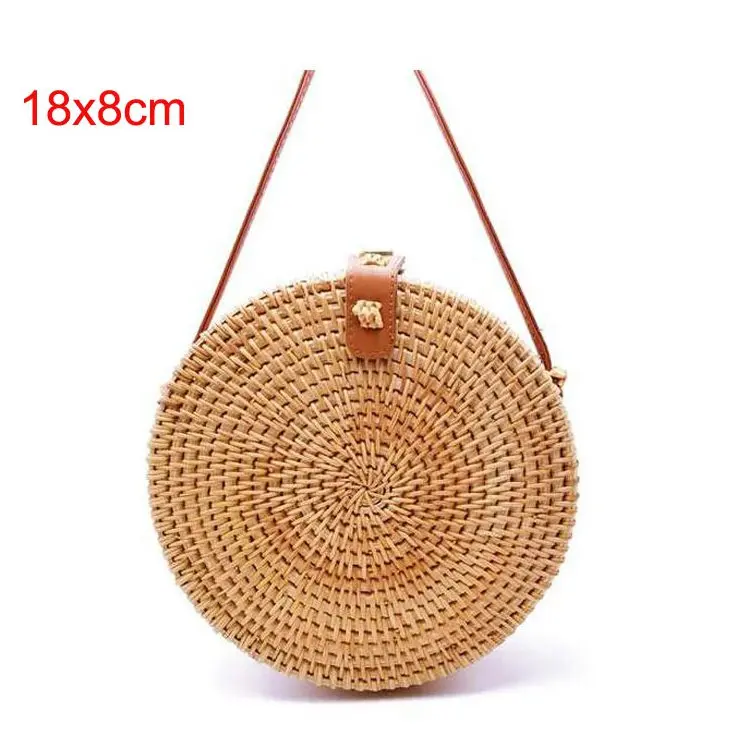 18X8 xiao pi kou Круглые соломенные сумки, женская летняя сумка из ротанга, ручная работа, тканая пляжная сумка через плечо, круглая богемная сумка, БАЛИЙСКАЯ Самая низкая цена L31 - Цвет: 18X8 xiao pi kou