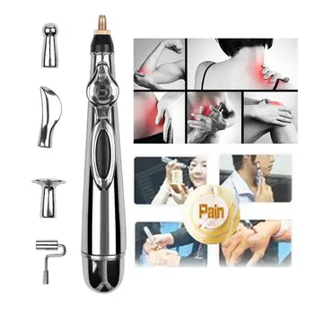 

2020 Newst Electronic Acupuncture Massage Pen with 5 Massage Head Laser Energy Point Pen Massager Pain Relief Massage Tool