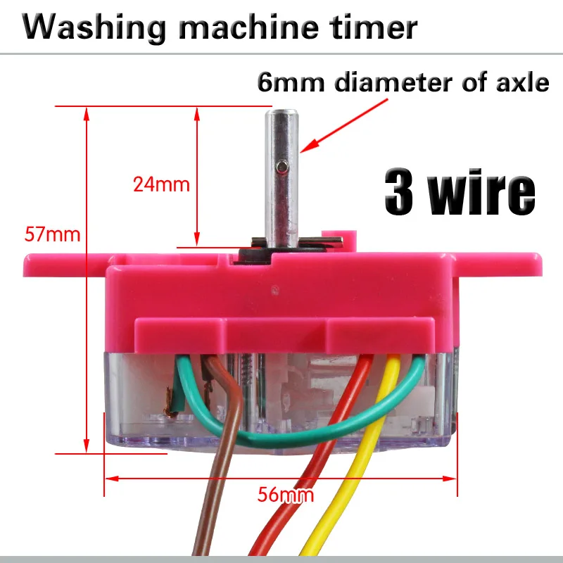 3-Wire Washing Machine Timer 90 Degree Central Hole Distance 72mm Switch Shaft