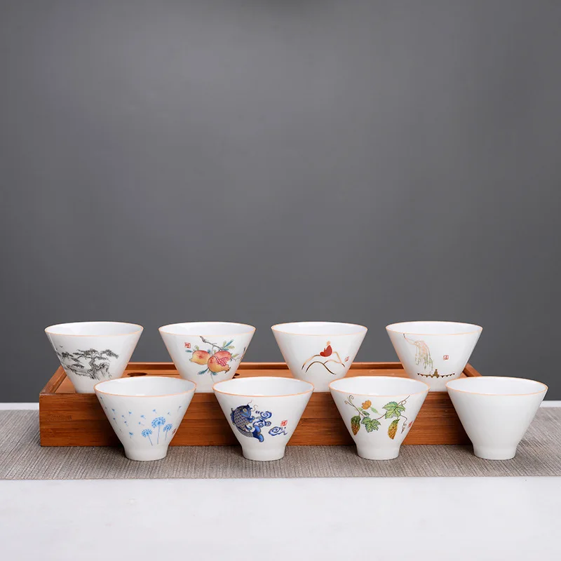 

Dehua Ceramic Whiteware Teacup Creative Ceramics Kung Fu Tea Set Teacup Master Cup Tea Bowl Customizable Logo