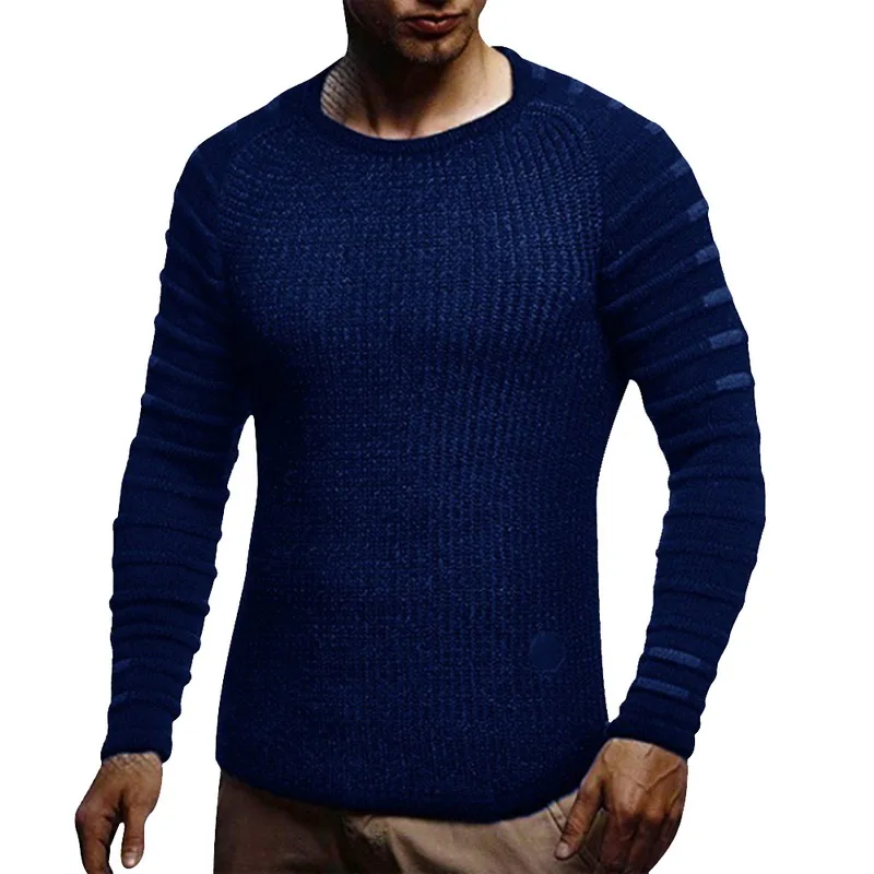 Повседневный осенний вязаный мужской свитер с круглым вырезом пуловер свитер мужской однотонный Модный мягкий теплый тонкий свитер мужской пуловер
