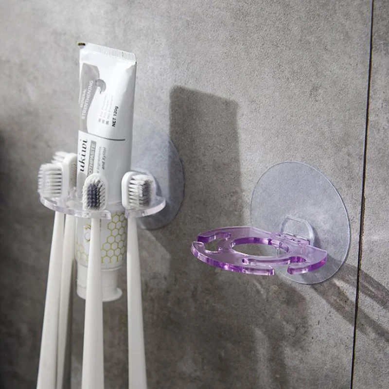 

1Pc Household Toothpaste Holder Self Ahesive Toothbrush Organizer Shaver Storage Rack Toothpaste Rack Bathroom Accessories