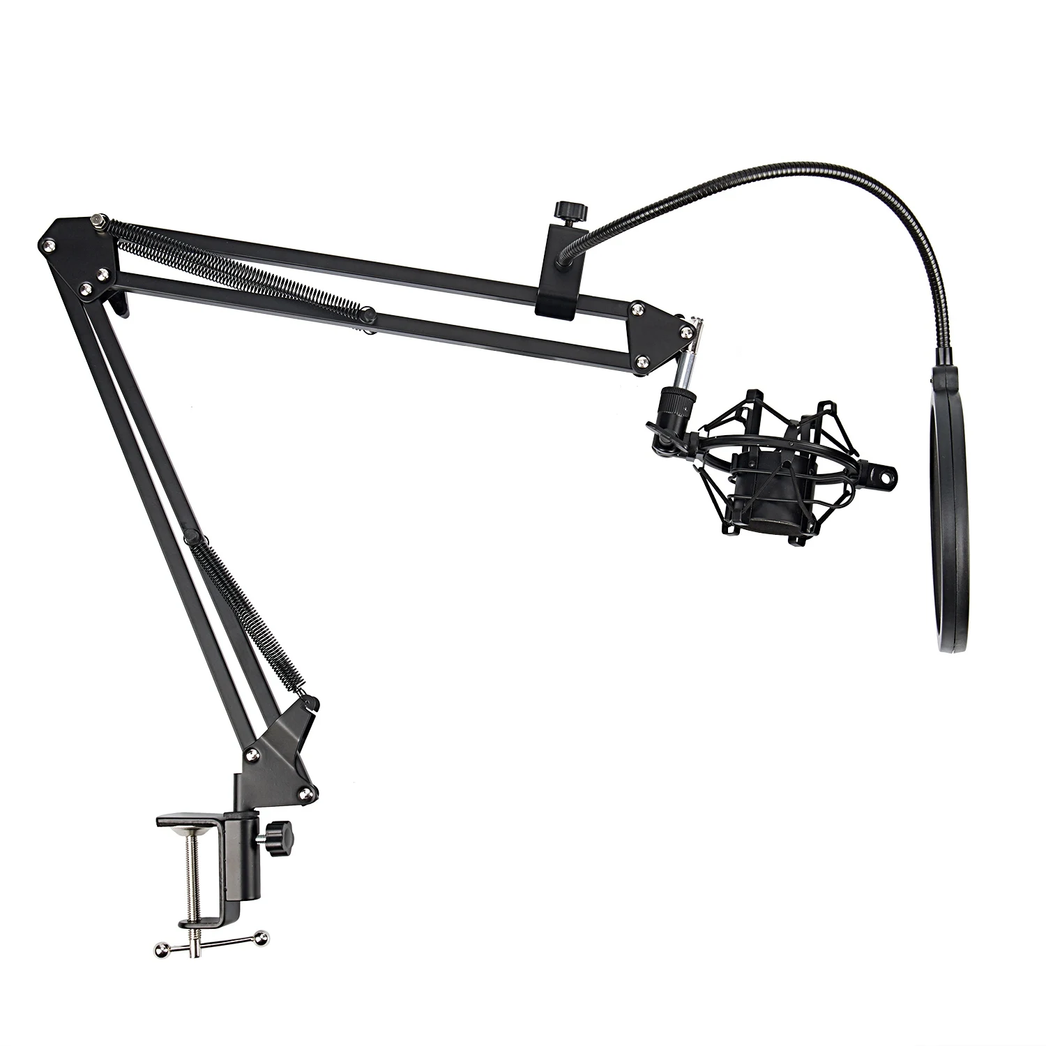 NB-35 Microphone Scissor Arm Stand and Table Mounting Clamp&NW Filter Windscreen Shield& Metal Mount Kit