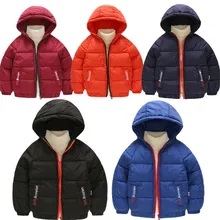 Пуховое пальто с капюшоном; детский зимний комбинезон на молнии; хлопковый теплый зимний комбинезон; детская зимняя одежда; 5 цветов; зимняя одежда для малышей