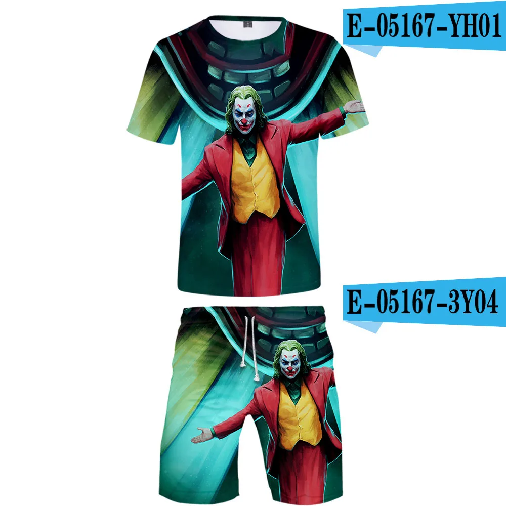 Joker, комплект из 2 предметов, Повседневная футболка с короткими рукавами и 3D-принтом, комплект из 2 предметов, крутой комплект в стиле хип-хоп - Цвет: E05167