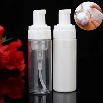 

50ml PET Empty Foam Spray Bottle Refillable White Clear Cream Mousse Bottles Small Plastic Liquid Foaming Soap Pump Containers