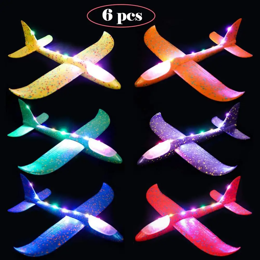 6p body light 48 см планер модель самолета комплект, светодиодный светильник самолет игрушки для детей, ручной метательный самолет из пеноматериала для спортивные игры на улице Летающий - Цвет: 6p body light
