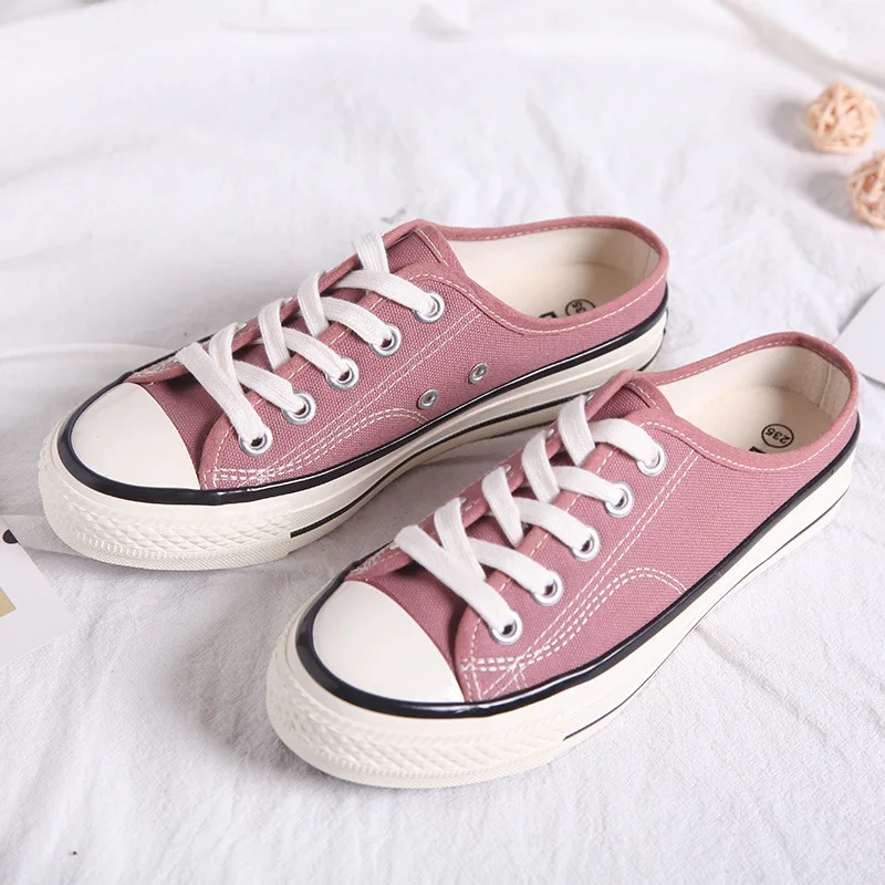 

2019 Summer 1970s New Style Slipper Canvas Shoes Student Korean-style Versatile Slip-on No Heel Loafers
