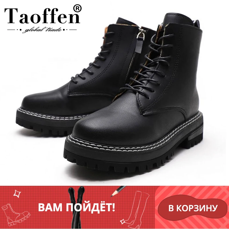 

Taoffen 2020 Women Winter Ankle Boots Sexy Punk Chunky Heels Casual Boots Daily Shoes Women Botas Footwear Size 35-40