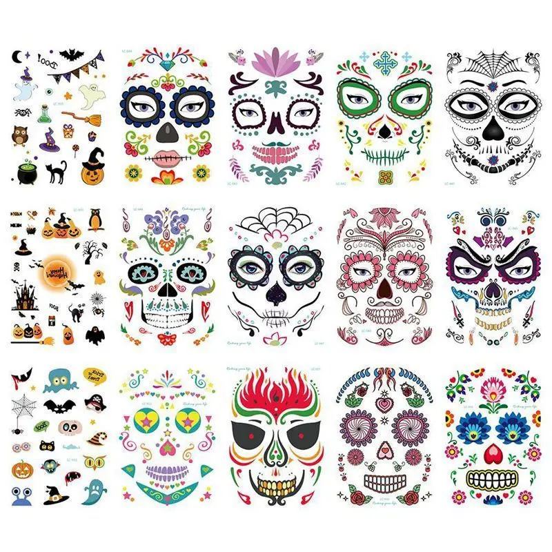 1 шт. 15 стильных красок для лица Хэллоуин крутая красота тату водонепроницаемые