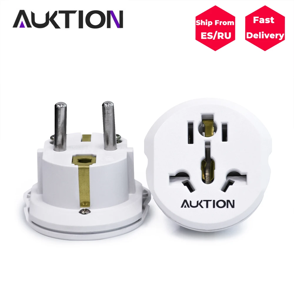 

5Pcs/Lot AUKTION Universal EU Adapter US UK AU CN to EU Plug Adapter Europe Converter Travel Charger Wall Power Socket Adapter