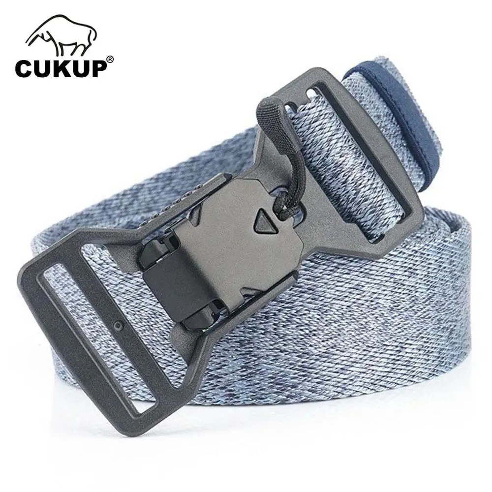 

CUKUP 2019 New Arrival Good Quality Nylon Belts without Metal Security Hard Plastic Hook Style Buckle Casual Belt 3.8cm CBCK142
