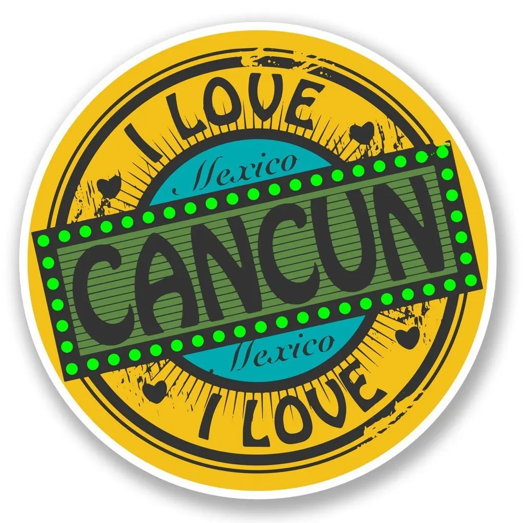 Для 2x10cm100mm I Love Cancun Мексика виниловая самоклеющаяся наклейка для ноутбука