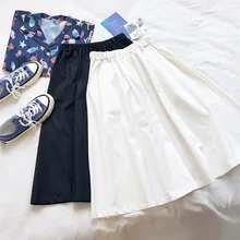 Faldas mujer moda mori girls» Осень-весна в японском стиле с эластичной талией длинные белые черные юбки, женские Юпи femme