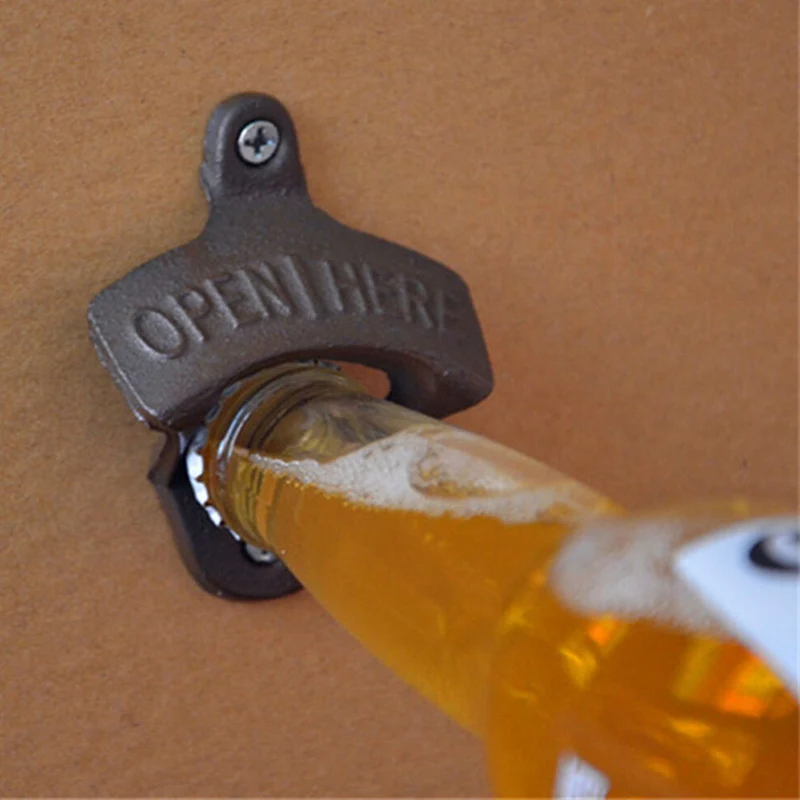 

Wall Mounted Bottle Opener Anti-rust Stainless Steel Beer Cap Remover Home Bar Kitchen Accessories