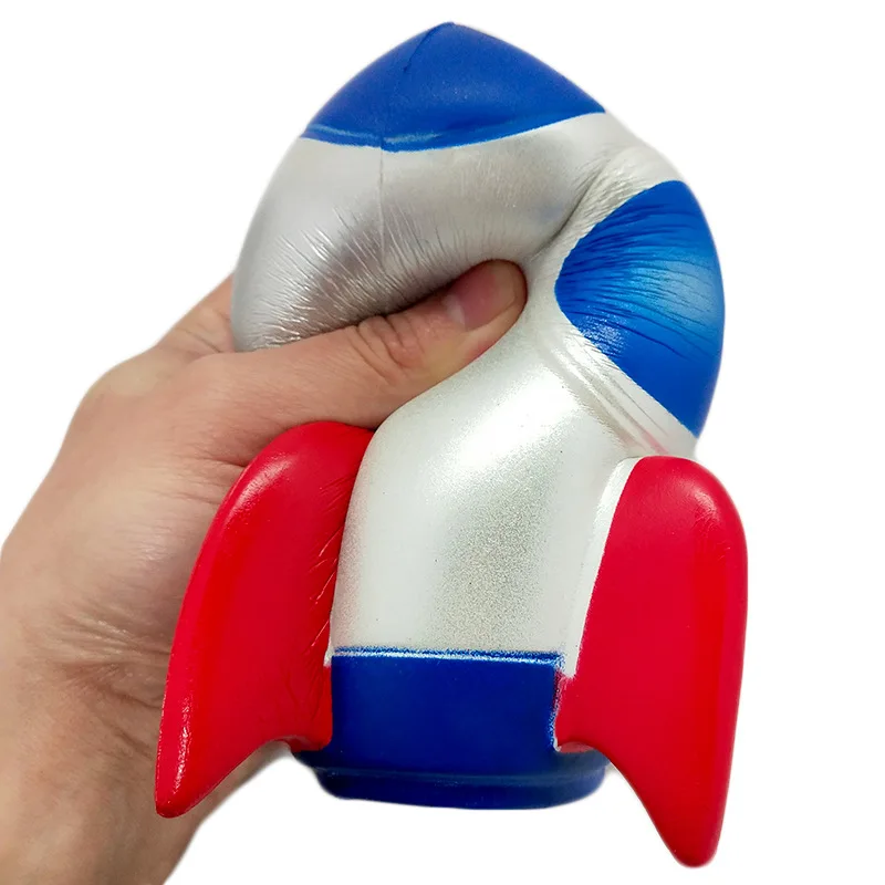 

New Style Squishy 13 Cm Large Size Color Memory Foam Rocket Pu Model Space Rocket Children Vent Toy