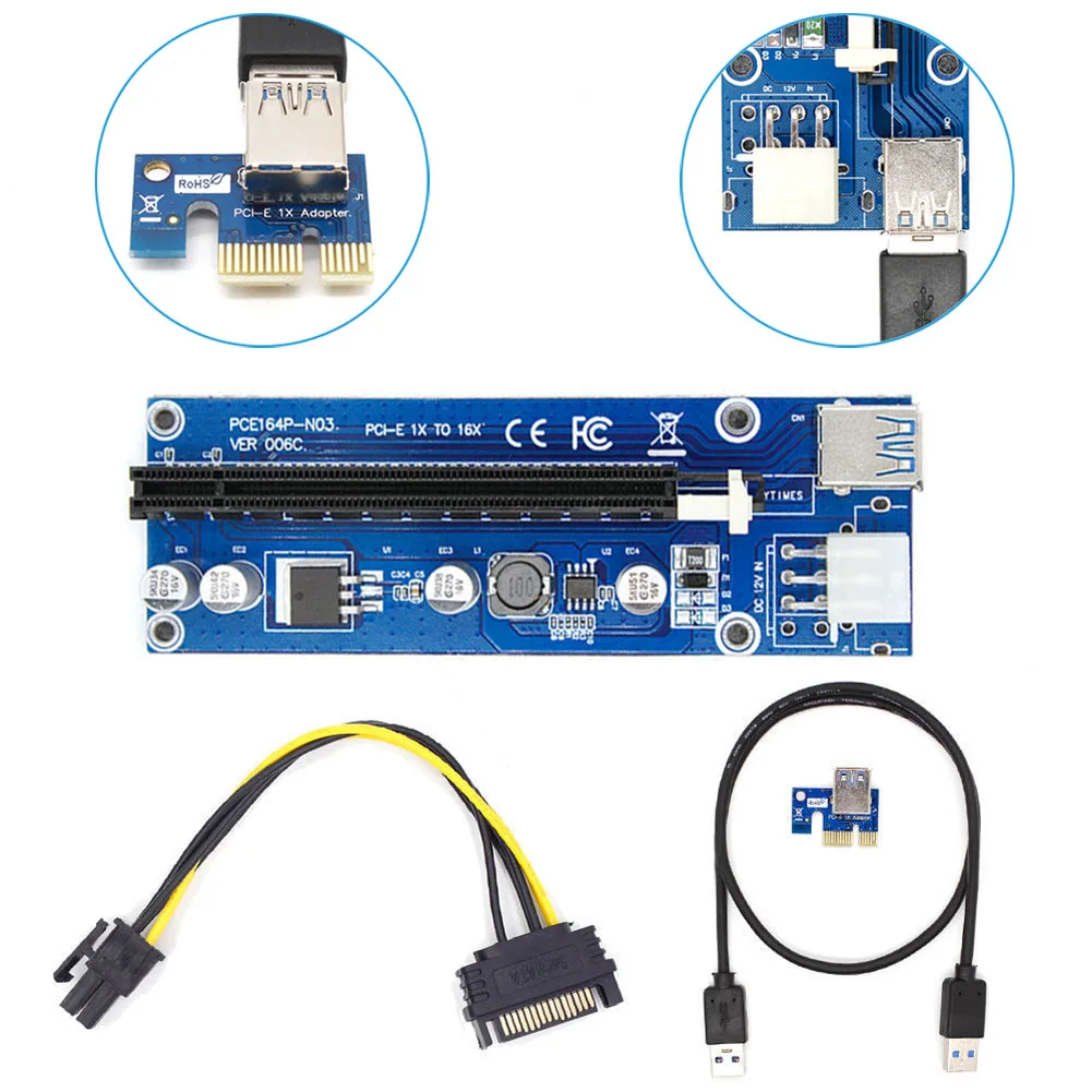 1/6 шт. PCI E Express USB3.0 1X To16X удлинитель Riser Card адаптер SATA питания с USB кабелем Hi 888| |