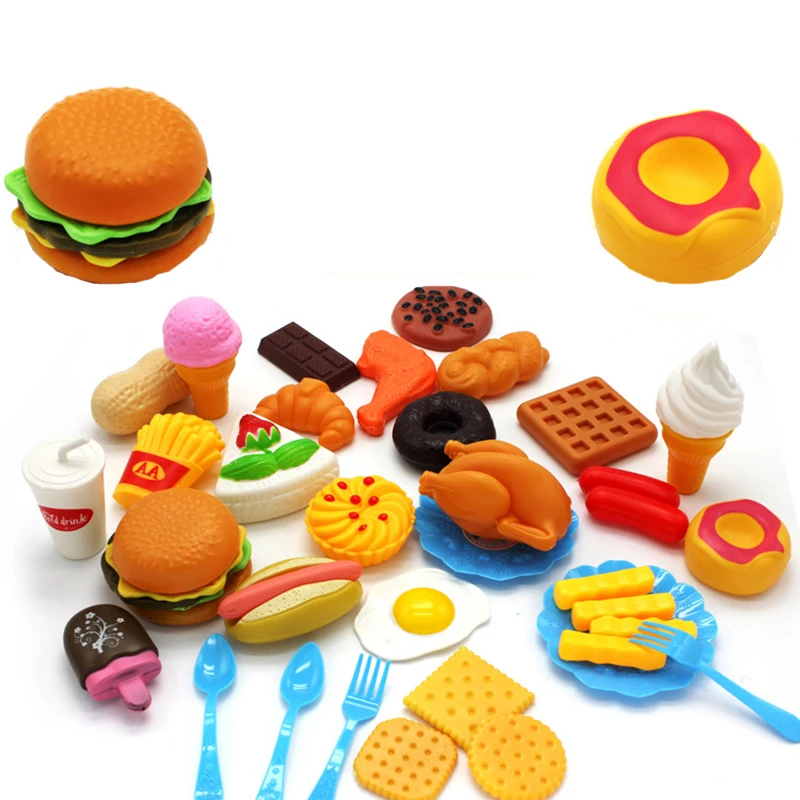 

Kids Baby Play House Kitchen Toys Simulated Foods Model French Fries Hamburger Pizza Pretend Toy Girl Birthday Gift