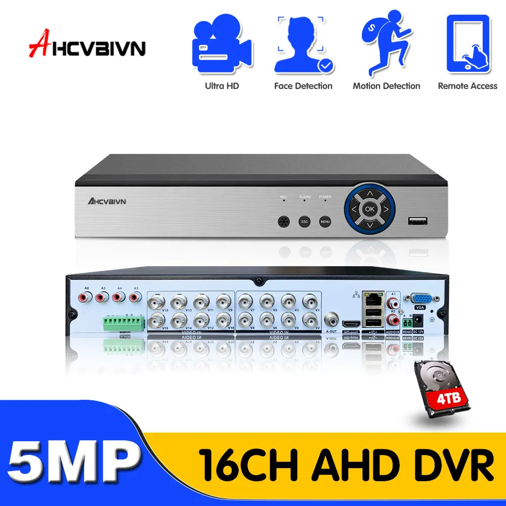 4 канала/8 каналов/16 каналов AHD CCTV DVR H.264 5 Мп/4 МП CVI TVI аналоговая IP камера A5 Мп