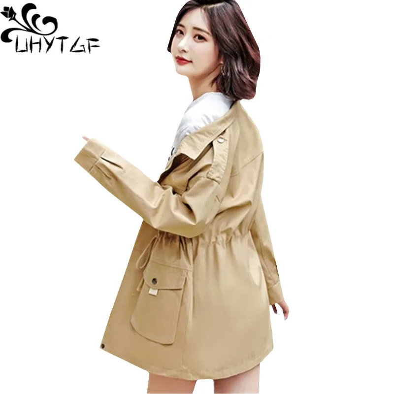 

UHYTGF 2019 jacket women Stand collar casual spring autumn coats Student loose 2XL plus size tops outerwear casaco feminino 821