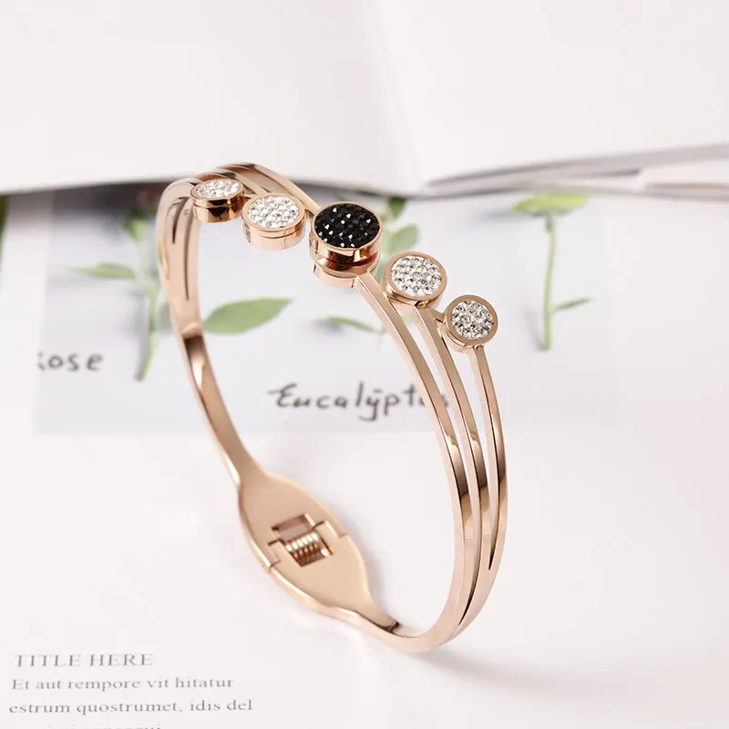 OUFEI Rose Gold Elegant Bracelet Femme Stainless Steel Jewelry Woman Charms Cuff Bracelets Bangles For Women Free Shipping