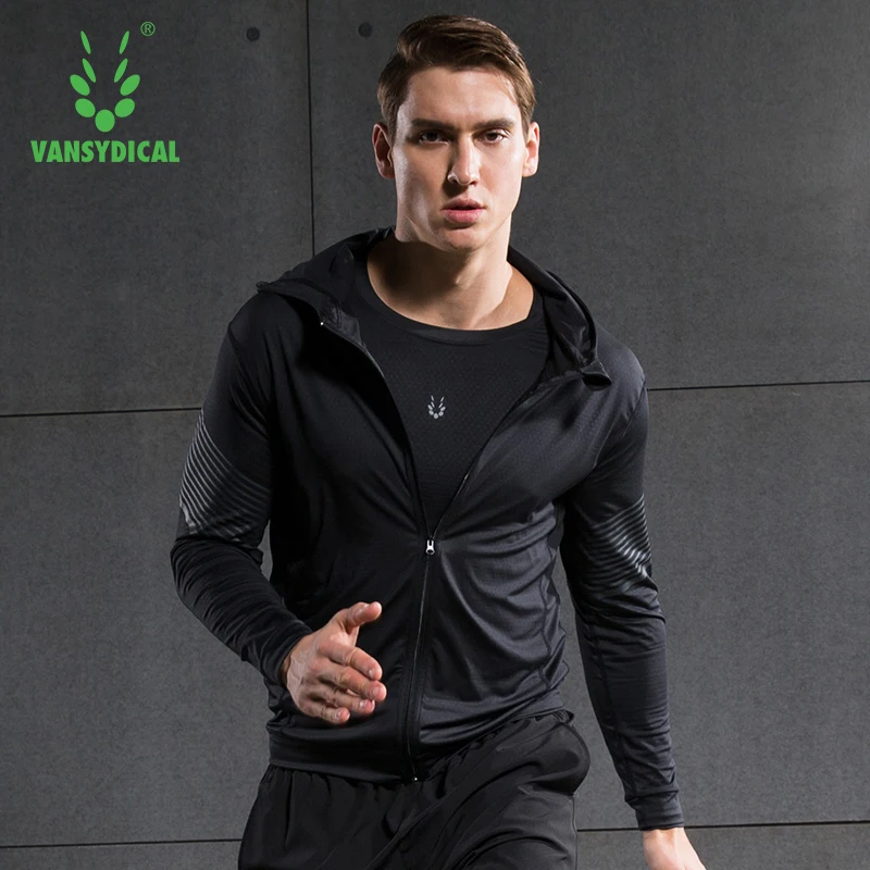 Running Jacket Gym Men Sports Coat Fitness Long Sleeve Hooded Tight Hoodies Zipper Slim Hiking Sweatshirts Male Training Jackets
