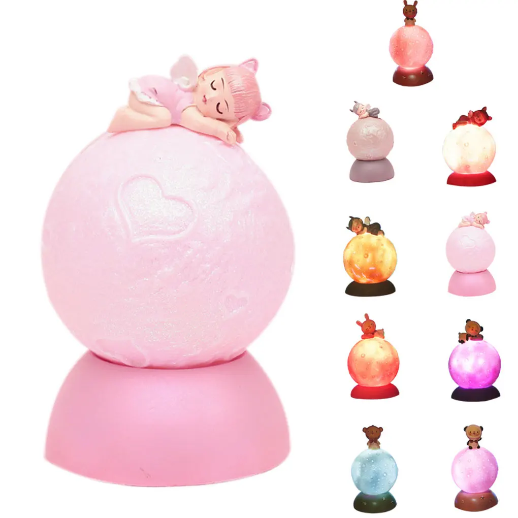 cheap Cartoon Moon Night Lamp Home Bedroom Bookcase Night Light Christmas Party Decoration Gifts Children Toy