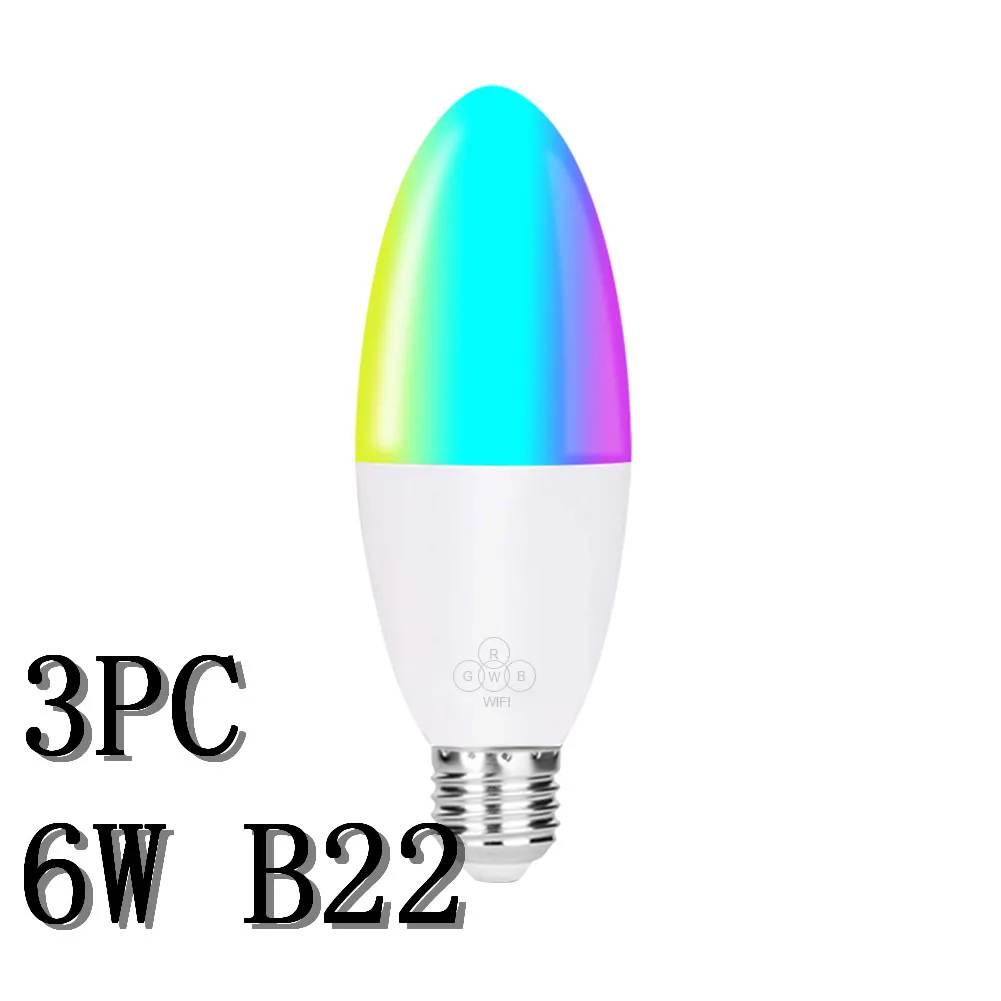 1/3 шт умный WiFi светильник лампа Светодиодная лампа 6 Вт затемняемый светильник E27 Wake-Up Теплый светильник s работа с Alexa Google Home Рождественский светильник s - Испускаемый цвет: 3PC B22