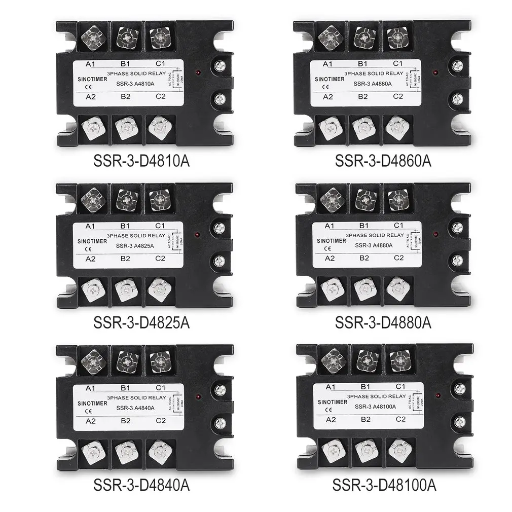 Твердотельное реле DC-AC SSR-3D4810A 25A 40A 60A 80A 100A 3-32VDC до 30-480VAC ток нагрузки три фазы для контроля температуры