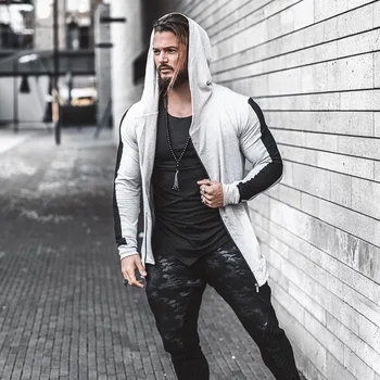 

Men Spring And Autumn New Fitness Sports Hoodie Outdoor Running Casual Zipper Hooded Sweatshirt Long Sleeve Men Gym Clothing